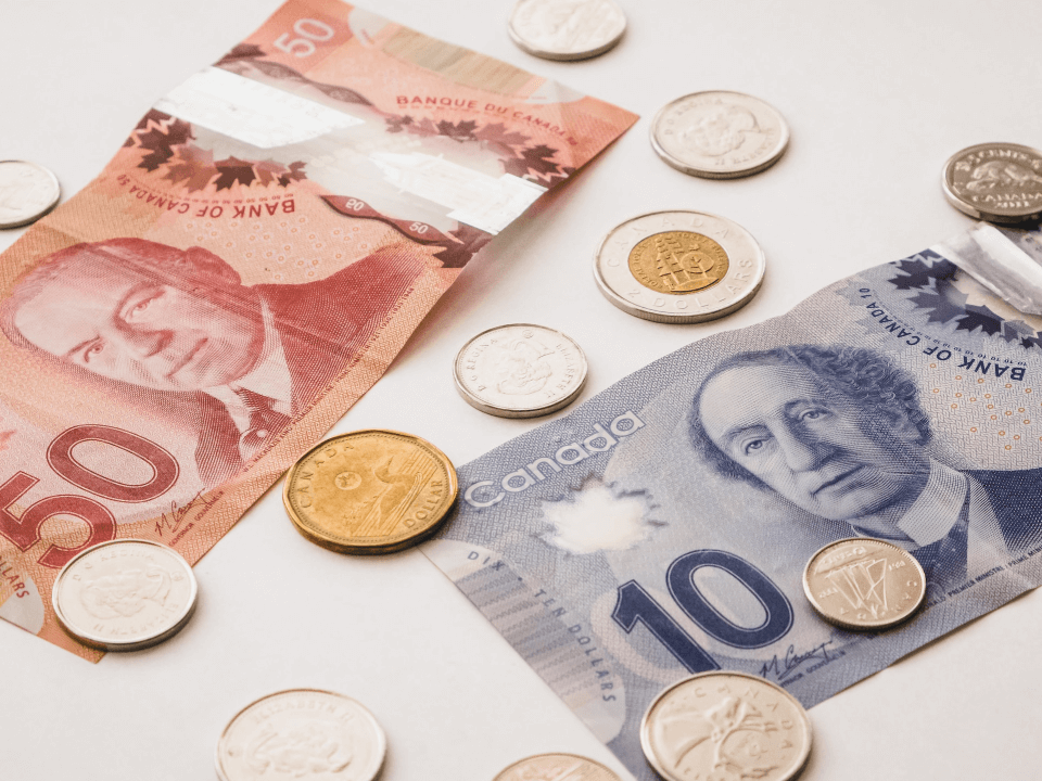 Bank notes and coins on a table (forex notes)