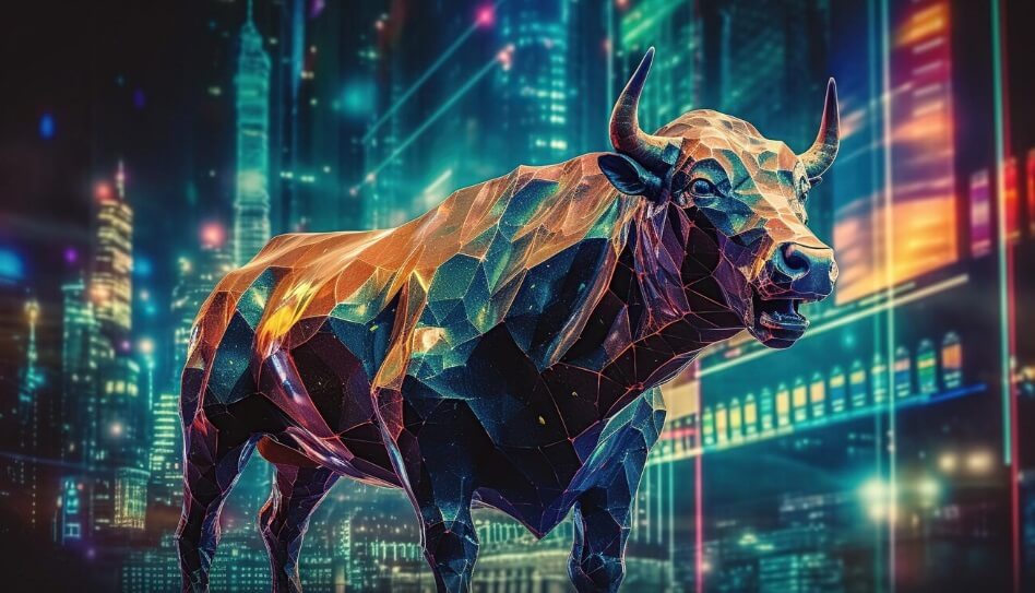 virtual image of a bear for the stock market