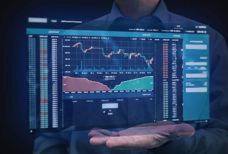 man holding a stock chart in his hand virtual