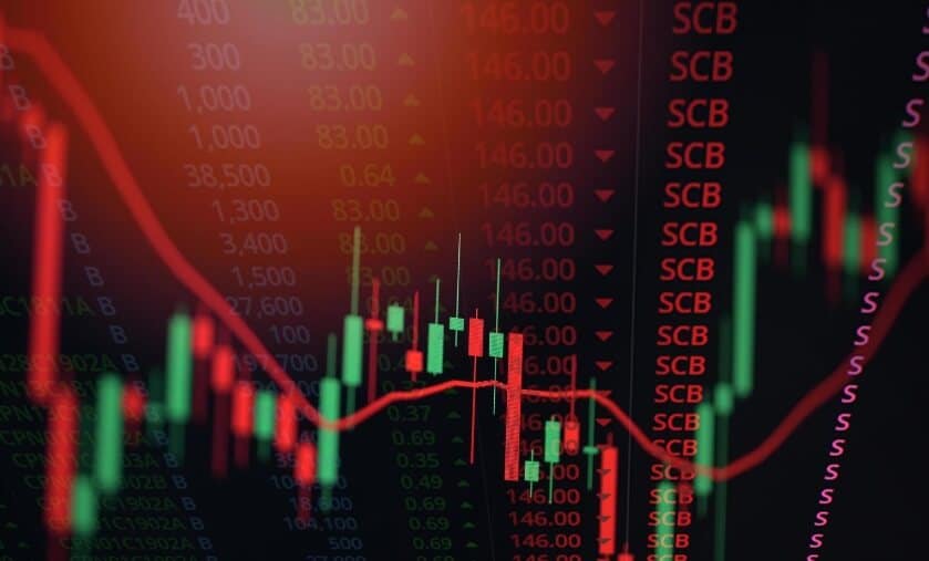 dark red and green forex chart