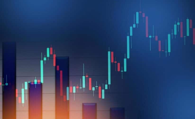 Fblue and red forex trading chart