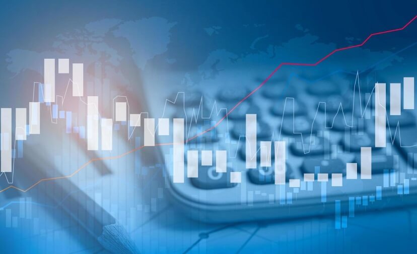 white price action in front of calculator