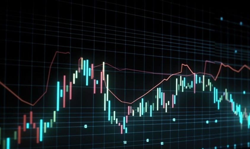 light blue and red forex chart