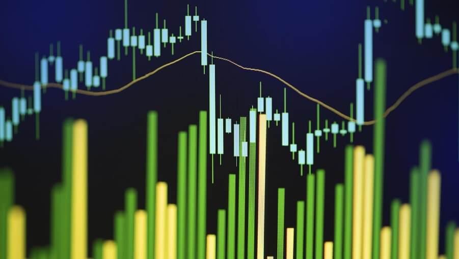 blue, green, and yellow forex chart