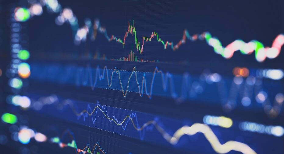 close up blue forex chart