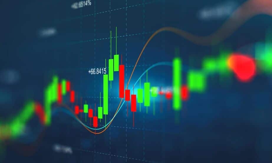 green and red forex chart close up