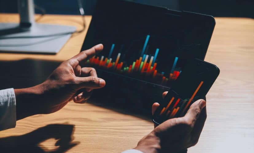 tablet showing trading chart