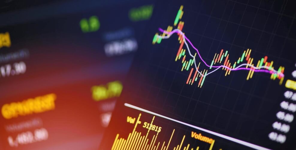 cellphone showing trading chart