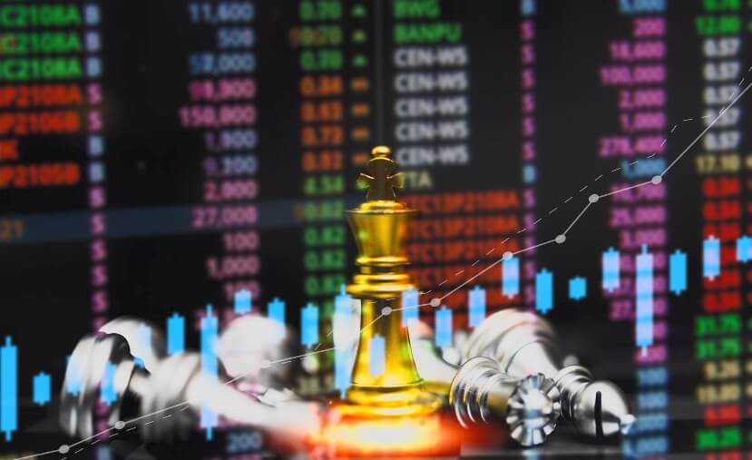 chess pieces and forex numbers showing price