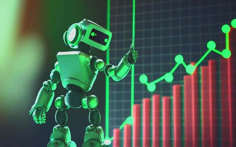 robot and forex chart going up