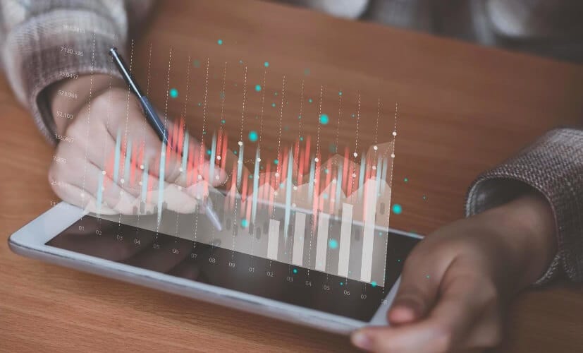 virtual forex chart on tablet