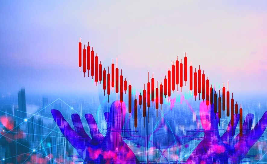 red blue and purple forex trading chart