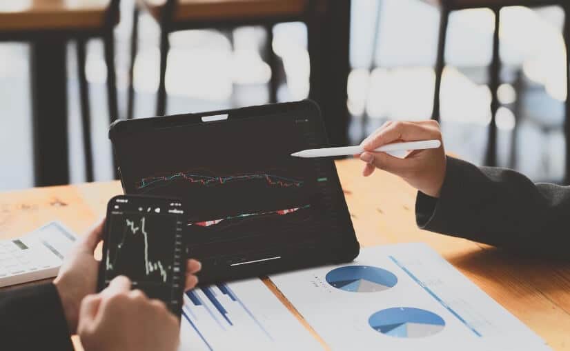 tablet showing forex chart