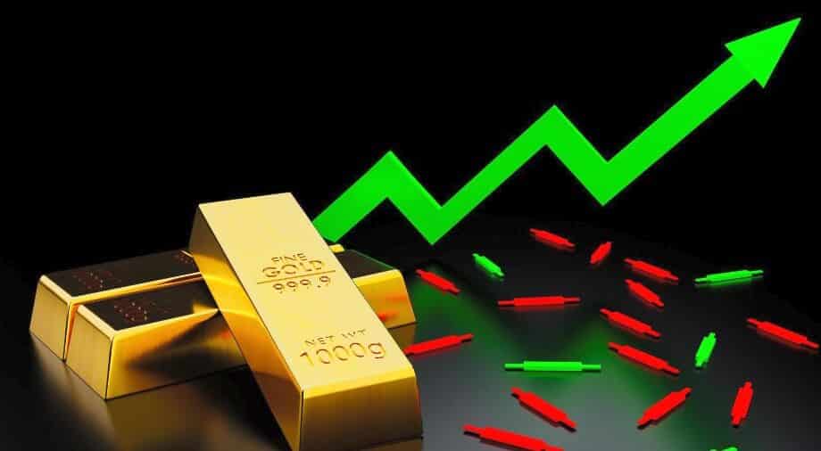gold bar with forex line going up