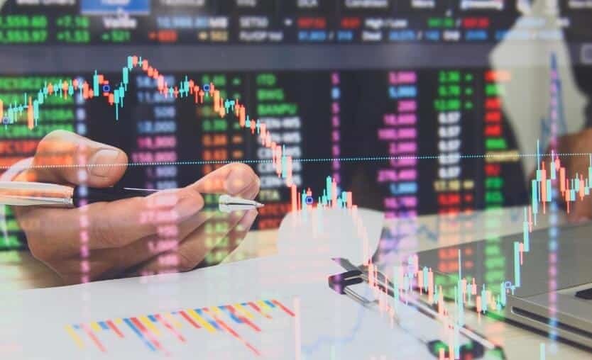 forex chart and price overlay for business man