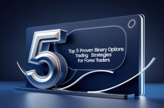 A futuristic, high-contrast digital banner displaying the text 'Top 5 Proven Binary Options Trading Strategies for Forex Traders' in bold, illuminated typography. The large metallic number '5' is prominently featured in the foreground, symbolizing the five best binary options trading strategies. The background consists of a sleek, dark blue and silver theme with neon-like light accents, giving the image a modern and technology-driven feel. The design conveys a professional and sophisticated approach to binary options trading, appealing to forex traders seeking profitable strategies.