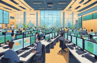 A number of people working in the Forex Factory.