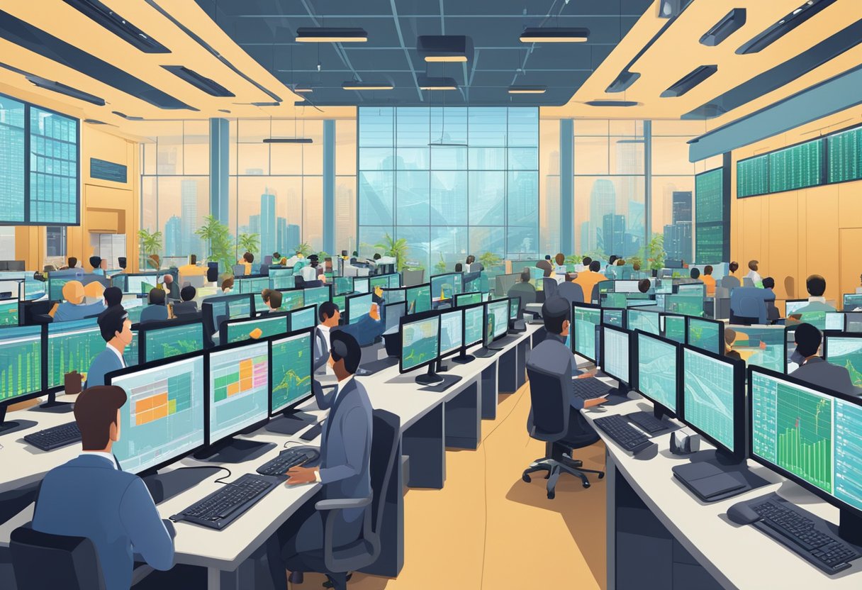 A number of people working in the Forex Factory.